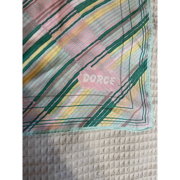 VTG Dorce Pastel Striped Mid Century Modern Style Neck Scarf 43 in by 13.5 in - Picture 7 of 14